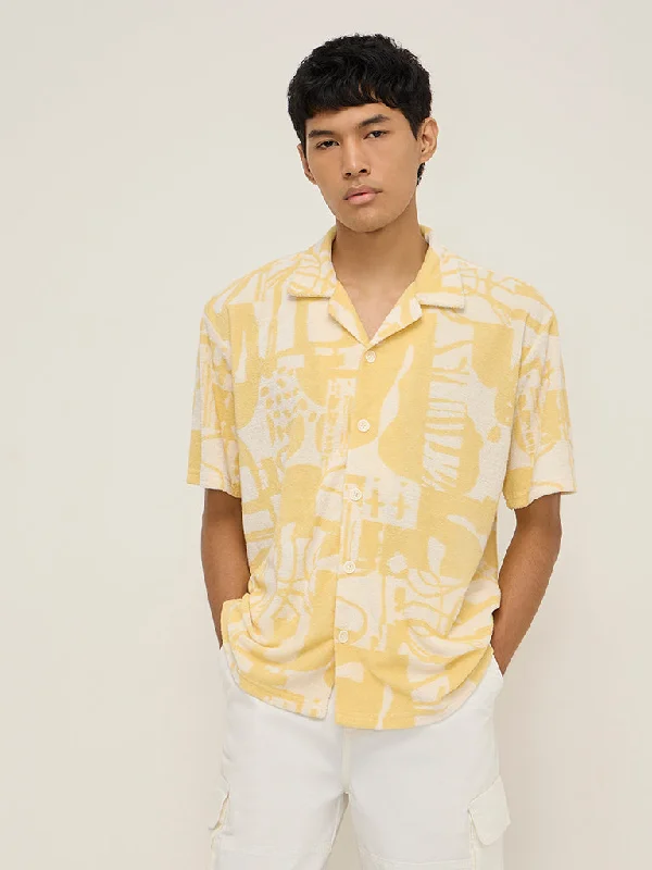 Nuon Yellow Abstract Printed Relaxed-Fit Shirt