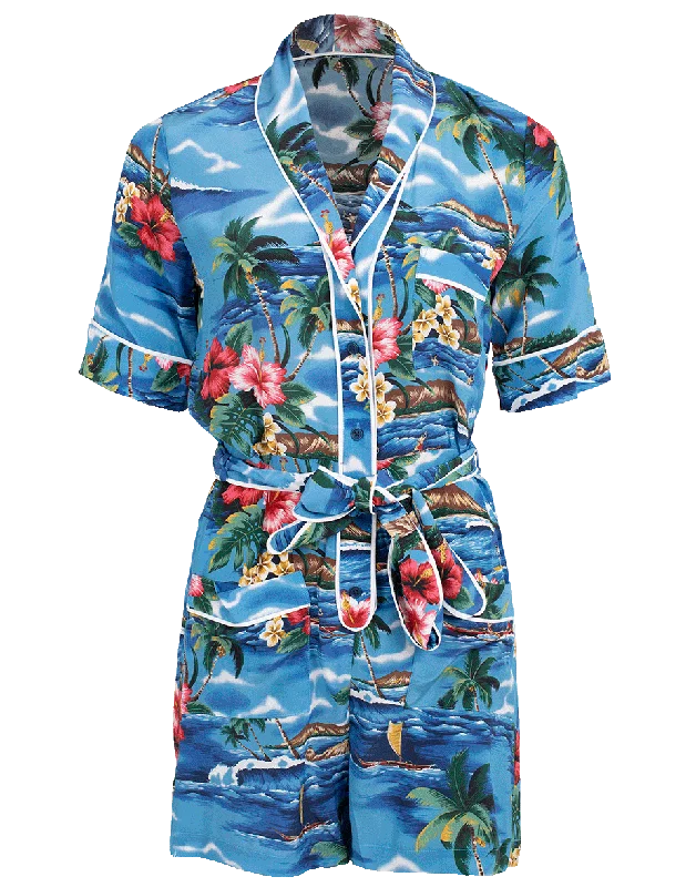 Anniversary Sale Tropical Print Belted Romper