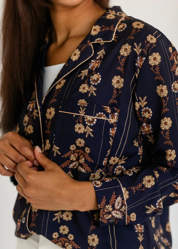 Savings Bonanza Long Sleeve Tapestry Print Button Up Top - FINAL SALE