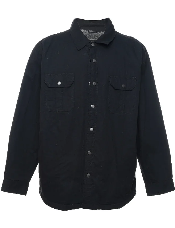 Navy Faux Shearling Lined Shirt - L