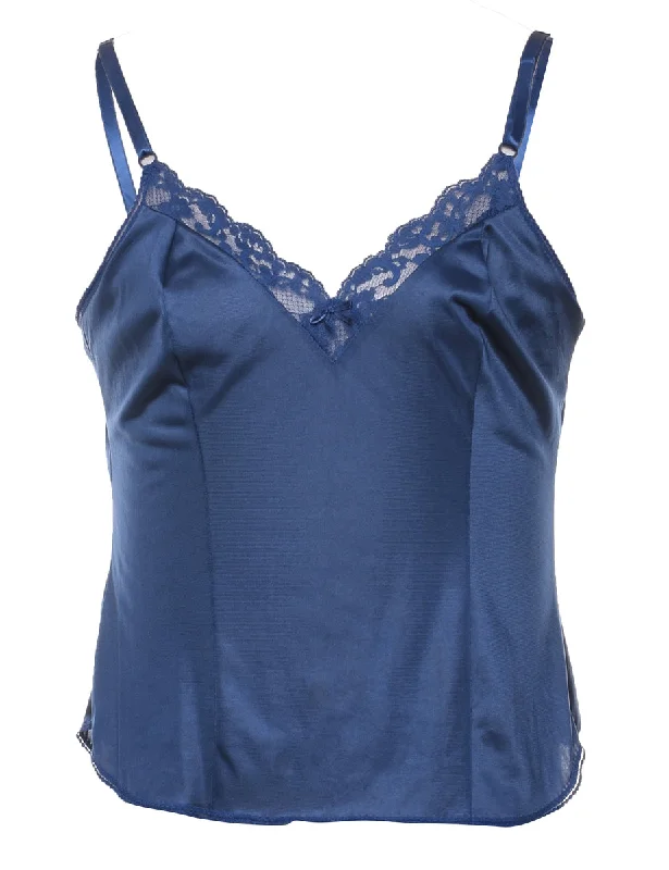 Navy Lace Trim Camisole - S