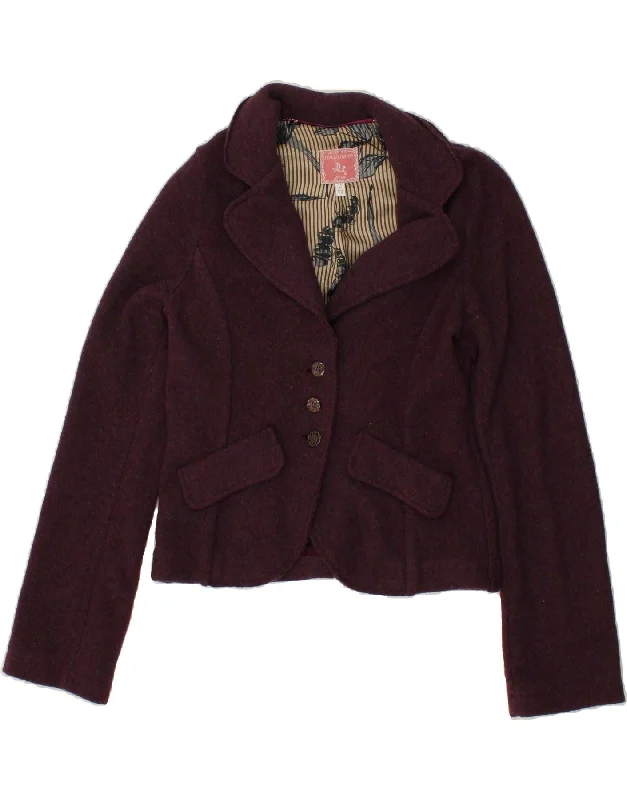 Massive Deals AVOCA Womens Crop 3 Button Blazer Jacket UK 10 Small  Purple Wool