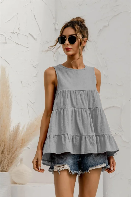 Savings Spectacular Round Neck Tiered Tank