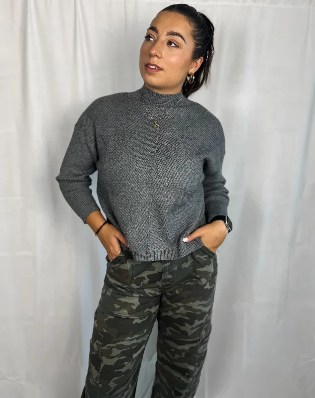 Deal Zone Mockneck Rib Knit Sweater