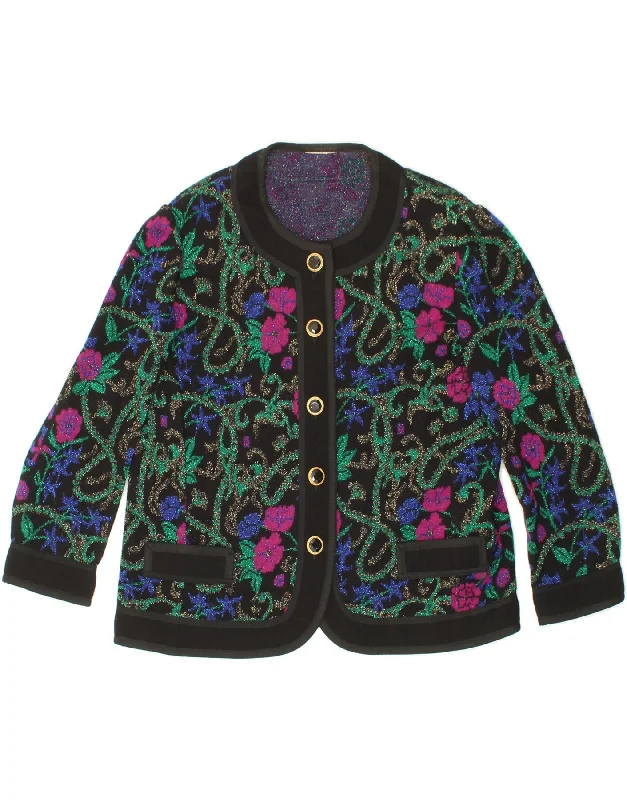 Special Savings VINTAGE Womens Knit Blazer Jacket UK 16 Large Multicoloured Floral