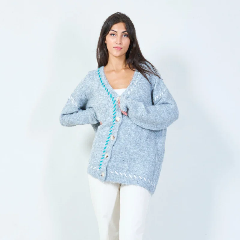 Weekend Bargains to Cherish Cozy buttoned cardigan with stitch detailing wholesale