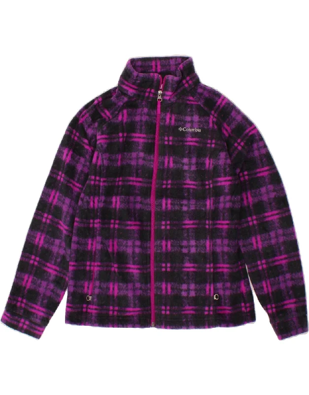 Super Savings COLUMBIA Womens Fleece Jacket UK 14 Large Purple Check Polyester