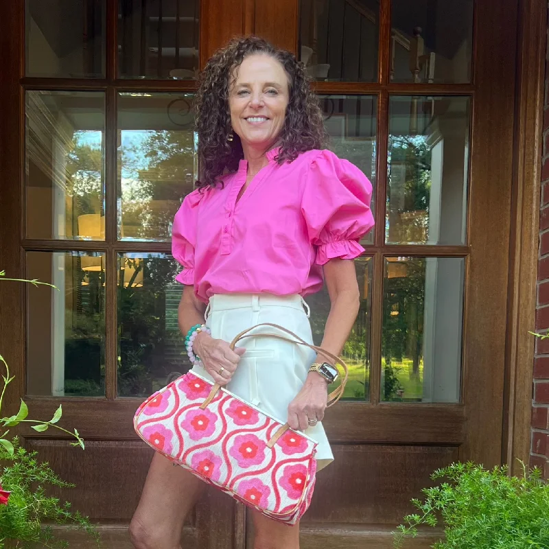 Can't Miss Lacy Puff Sleeve Top | Pink