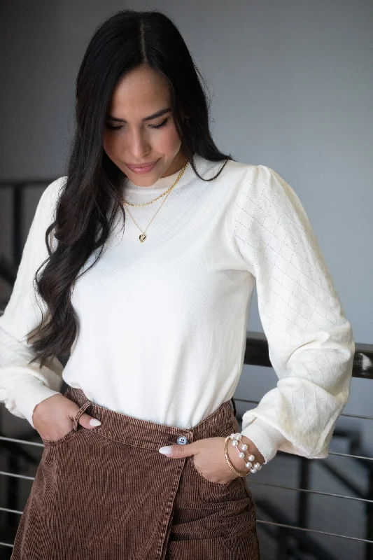 Special Discount Composed Approach Ivory Puff Sleeve Sweater