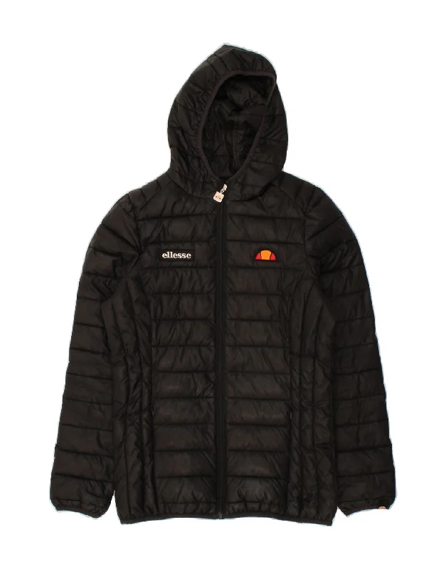 Season Finale Sale ELLESSE Womens Graphic Hooded Padded Jacket UK 8 Small Black Polyester Season Finale Sale ELLESSE Womens Graphic Hooded Padded Jacket UK 8 Small Black Polyester