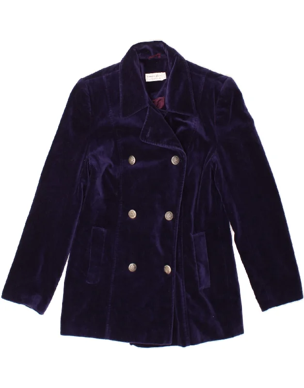 Deep Discounts VINTAGE Womens Velvet Double Breasted Blazer Jacket UK 12 Medium Purple