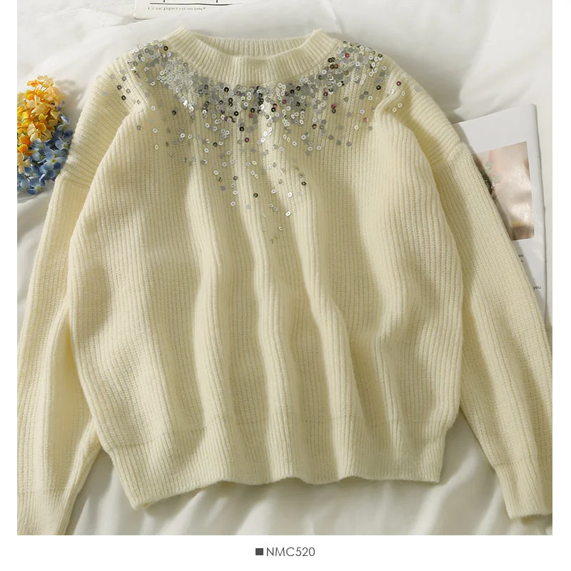 Weekend Specials to Savor Korean version shiny vertical stripe loose and thin Pullover knit 1996 Weekend Specials to Savor Korean version shiny vertical stripe loose and thin Pullover knit 1996