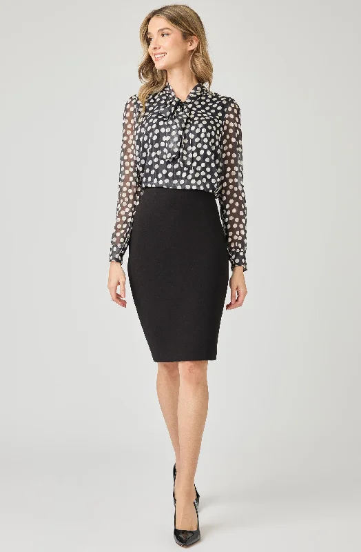 Weekend Price Cuts Galore Printed Chiffon Blouse with Ribbon necktie