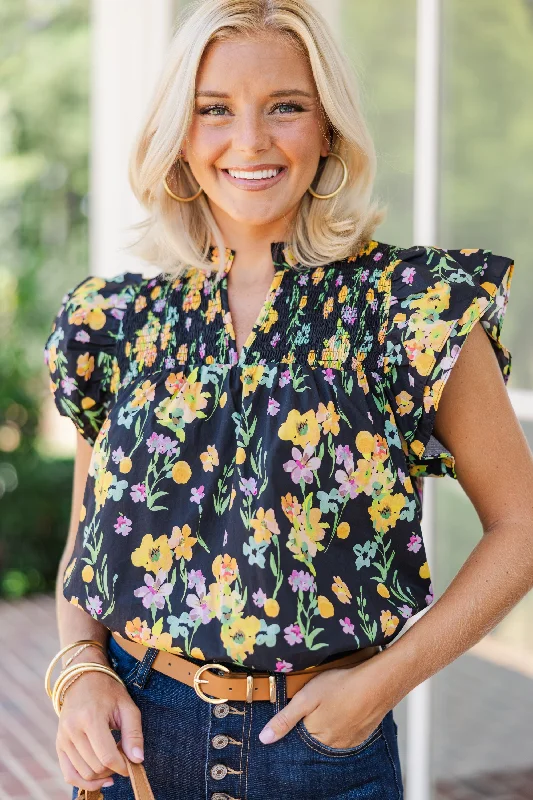 Weekend Savings Spectacular Live Out Loud Black Floral Blouse