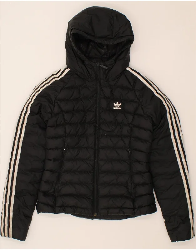 Closeout Sale ADIDAS Womens Hooded Padded Jacket UK 8 Small  Black Polyester