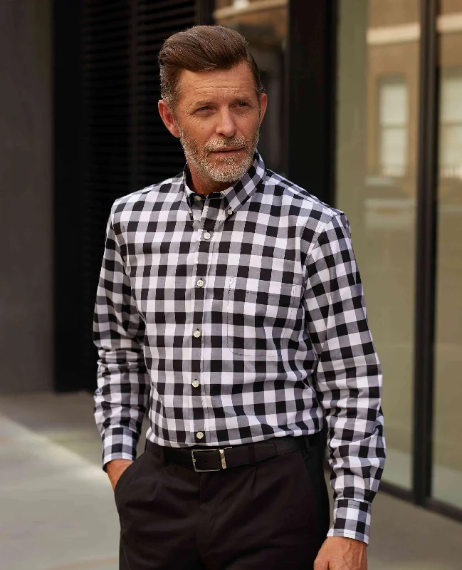 Black White Bold Check Button-Down Shirt