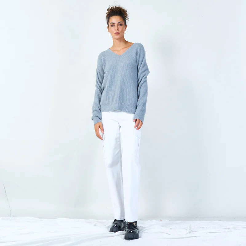 Massive Deals Ribbed v-neck sweater wholesale