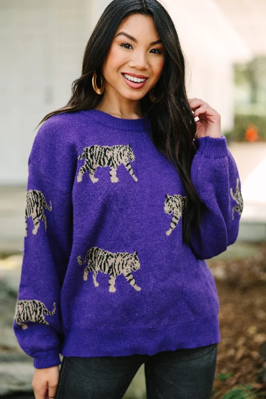 Weekend Offers You Can't Ignore Out On Town Violet Purple Tiger Sweater