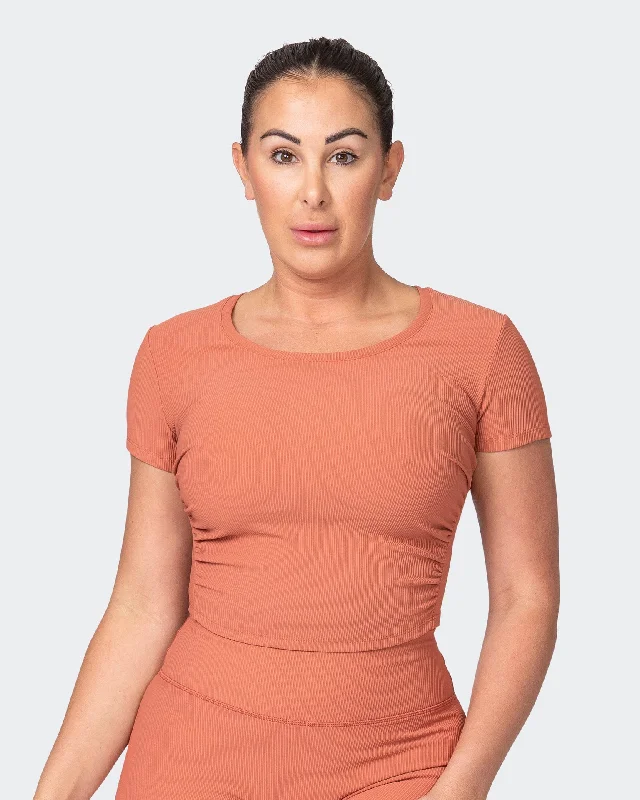Weekend Discounts to Enjoy Rival Cropped Rib Top - Burnt Sienna
