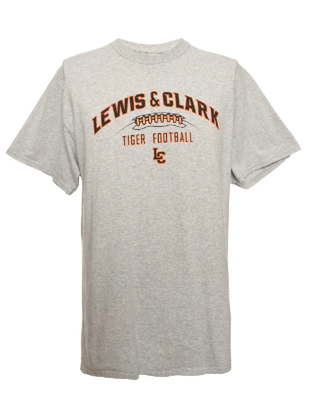 Grey Lewis & Clary Football Printed T-shirt - L