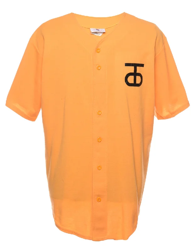 Light Orange & Black Button Front Sports Jersey - XL