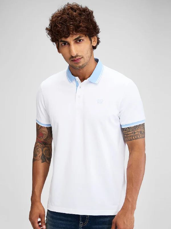 Spykar Men Solid White Slim Fit Half Sleeves T-Shirt