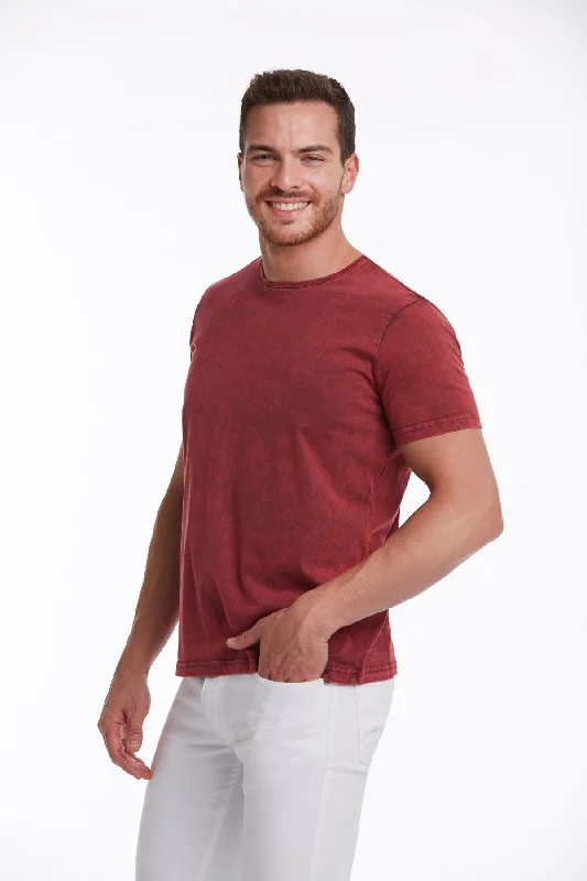 Regular Fit Burgundy Basic Cotton Crew Neck T-Shirt