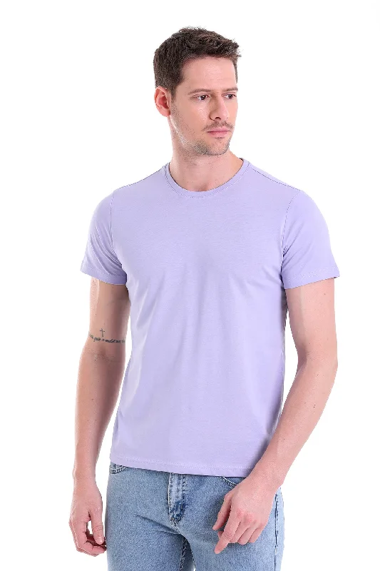 Regular Fit Lilac Basic Cotton Crew Neck T-Shirt