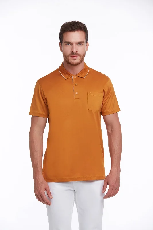 Regular Fit Orange Basic Cotton Polo T-Shirt