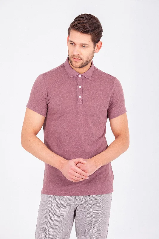 Slim Fit Plain Polo T-shirt, Light Purple