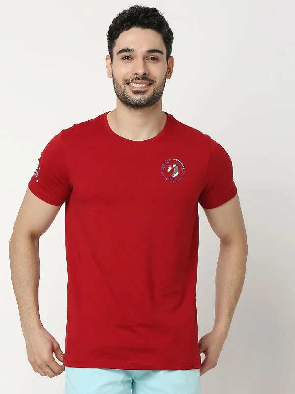 Underjeans by Spykar Men Premium Red T-shirt