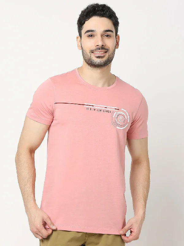 Underjeans by Spykar Men Premium Pink T-shirt