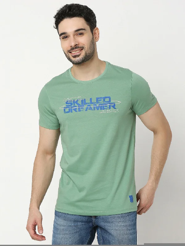 Underjeans by Spykar Men Premium Green T-shirt